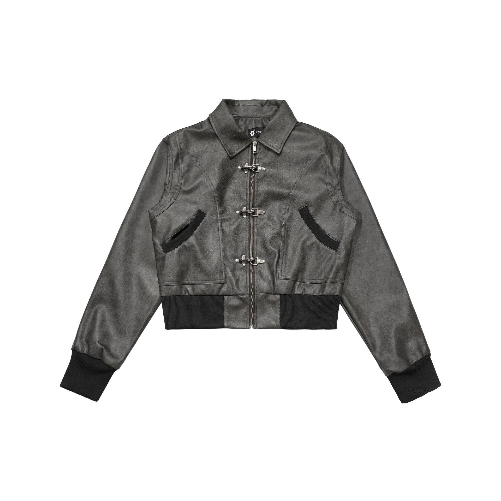 CHANYOOU Vintage Plane Buckle Leather Jacket