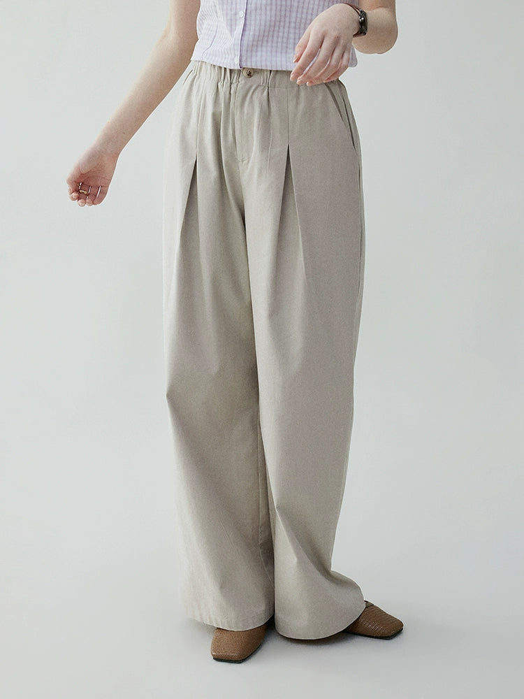 VOOE High-waisted Elastic Casual Loose Suit Pants