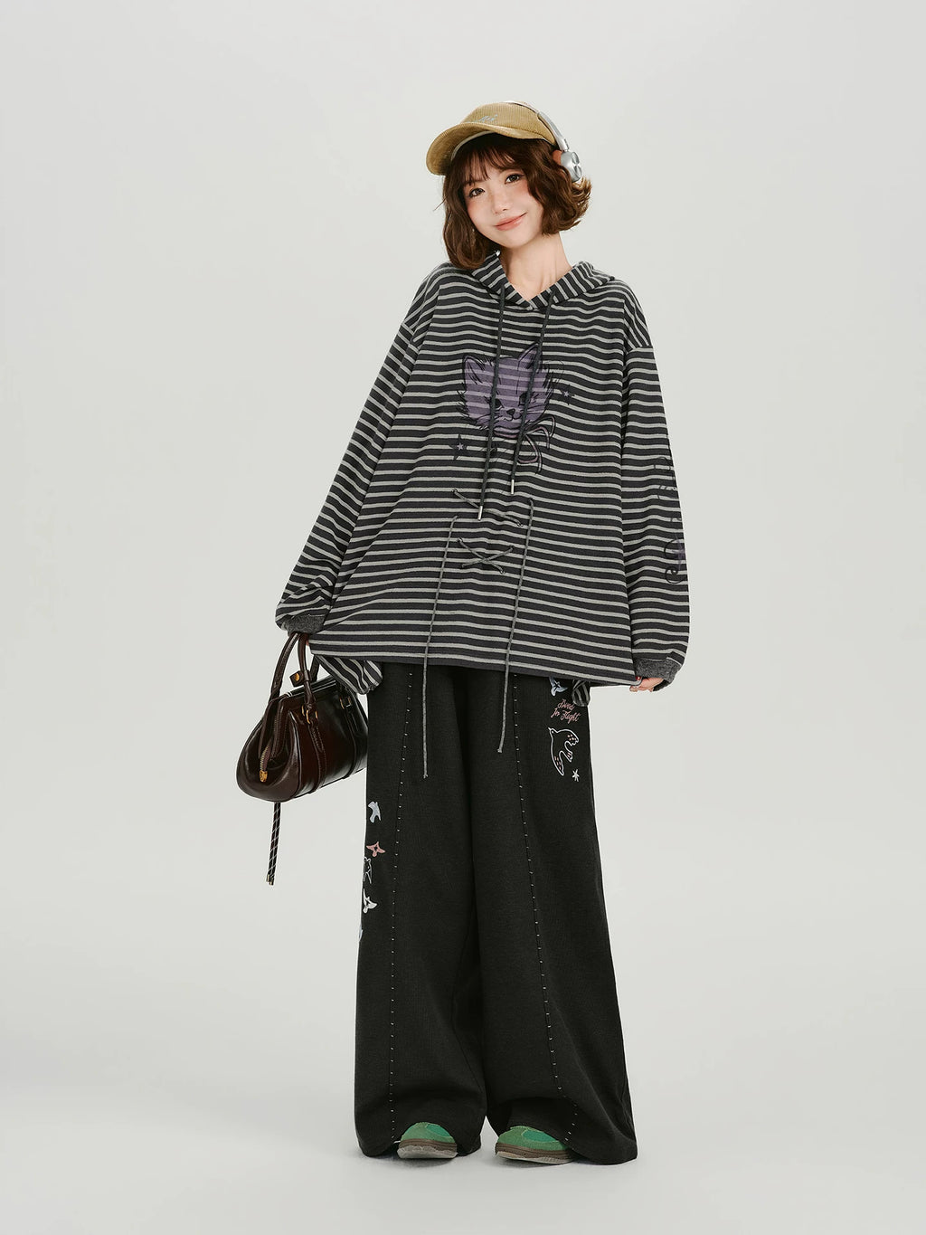 Girlyhalo Vintage Embroidered Wide Leg Casual Pants