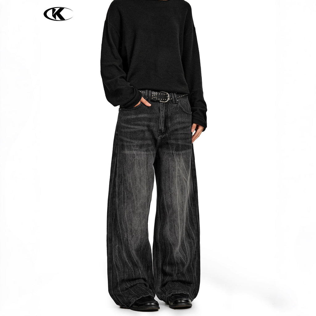 11KN Retro Straight Loose and Versatile Wide Leg Jeans