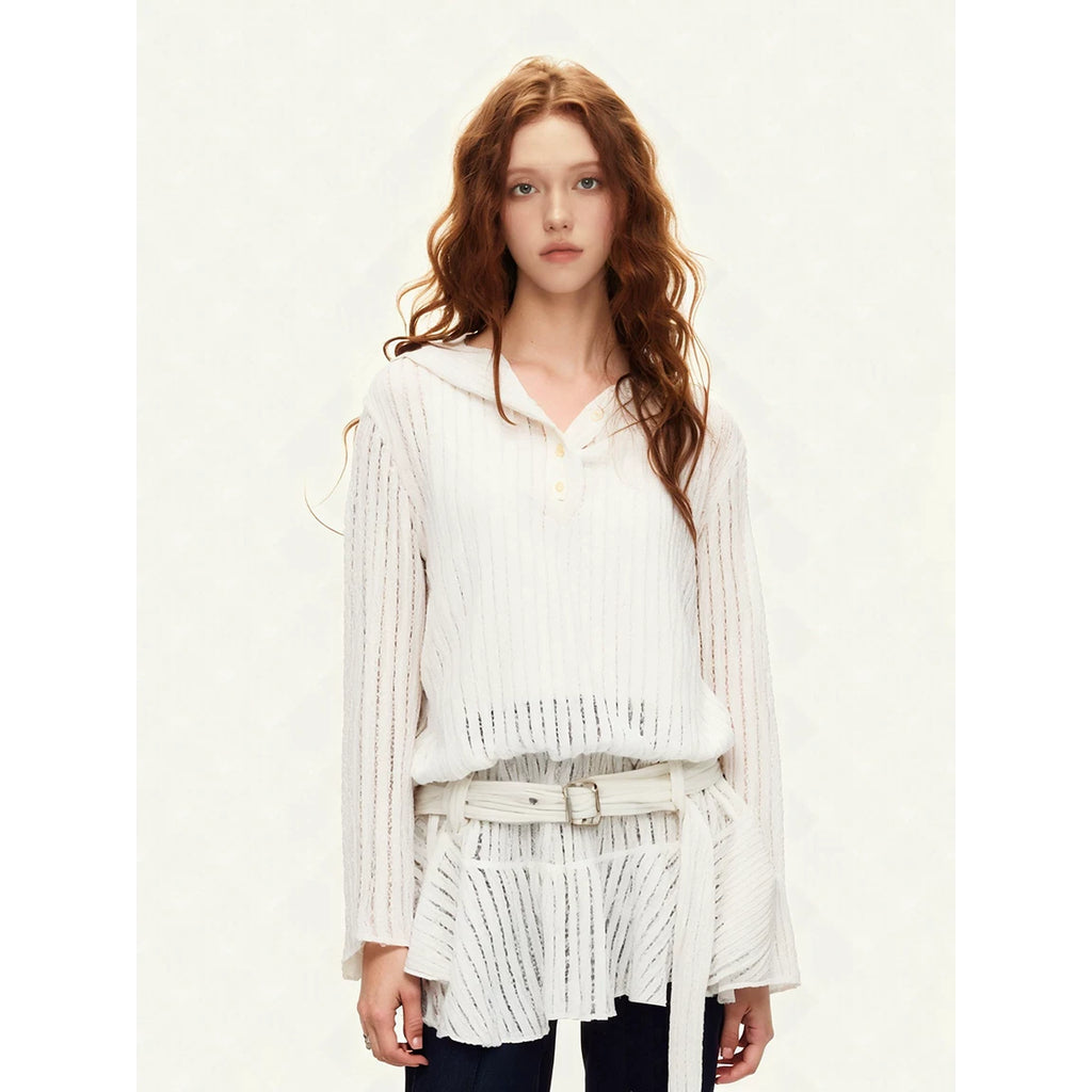 SUREENOUGH Cutout Lace Hooded Dress