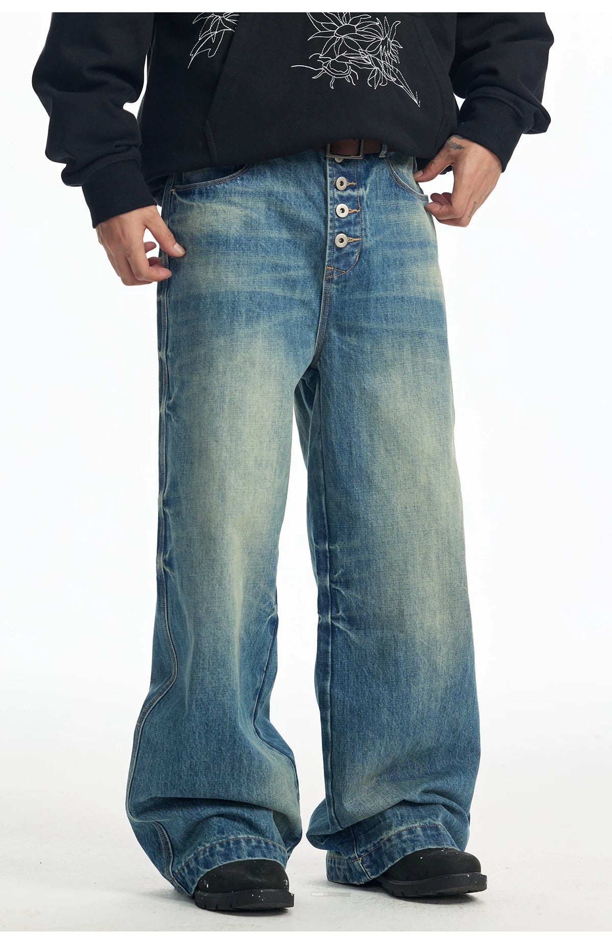 CoosRetro Old Straight Pull Casual Jeans