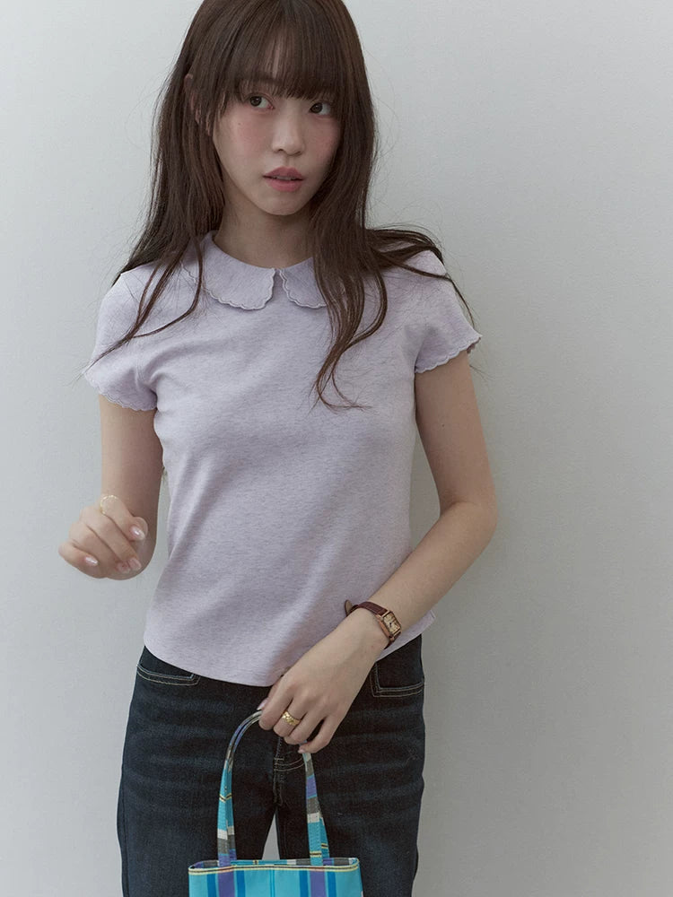 VOOE Fungus Lace Simple Casual Tee