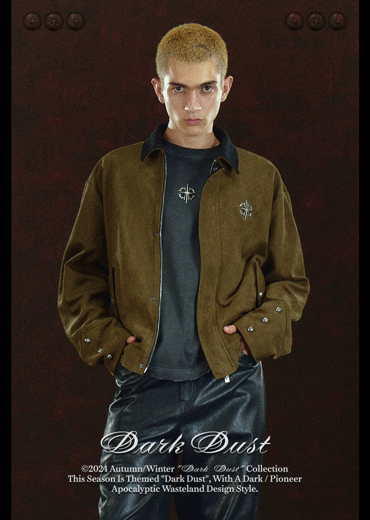 DICETINY Suede Print Vintage Lapel Casual Jacket