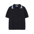 MTLCLOTHES Vintage Spliced Double Neck Knitted Tee