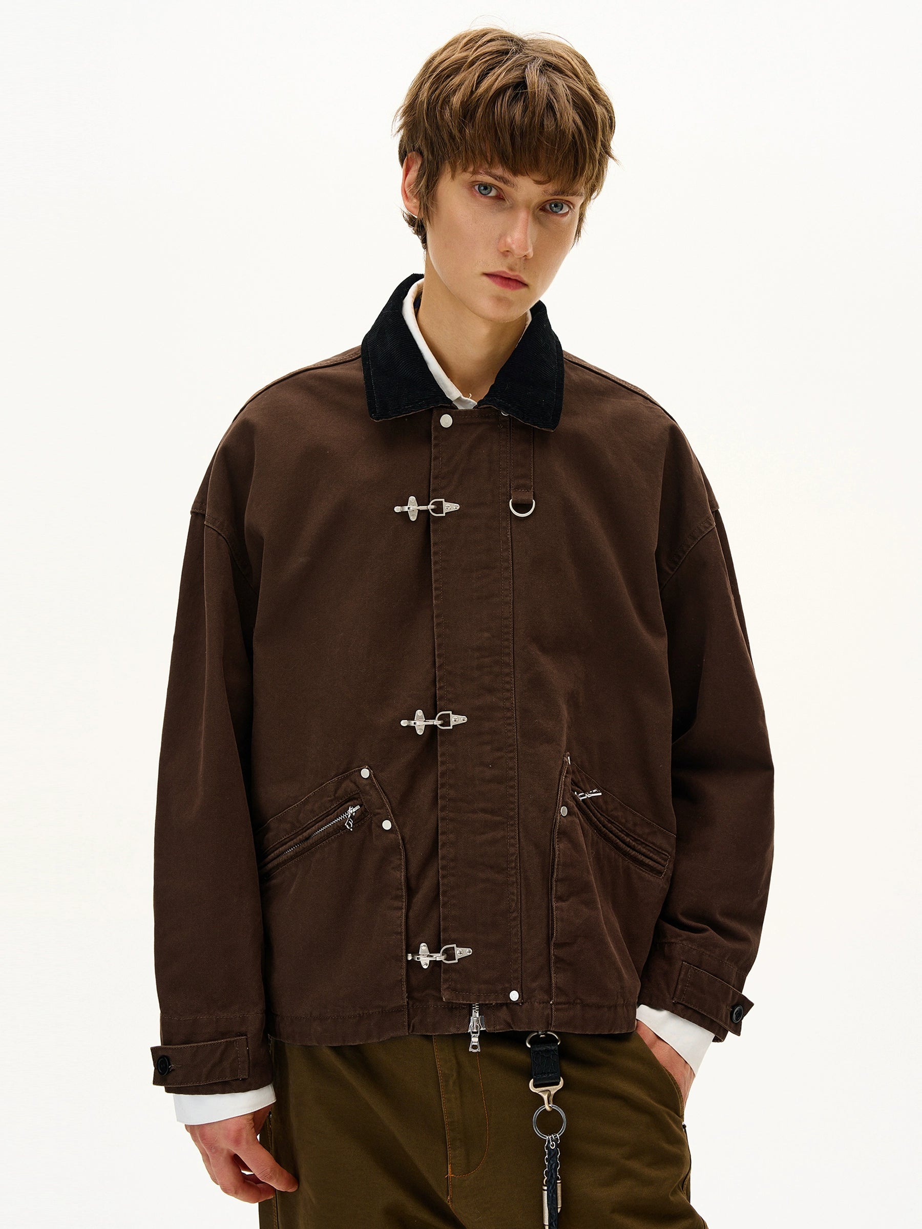 MADWITCH Vintage Contrast Lapel Bottom Tooling Jacket