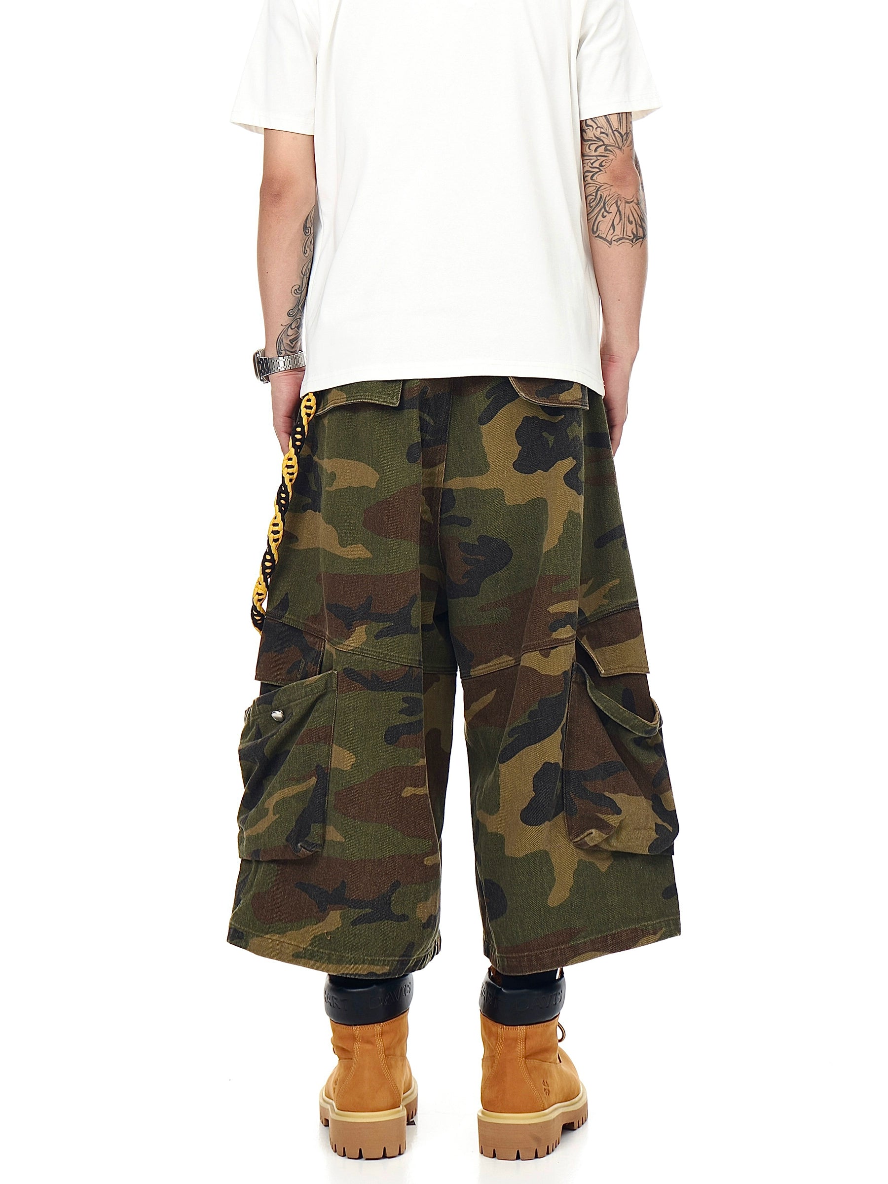 BLACKLISTS Washed Old Big Pocket Camouflage Tooling Shorts