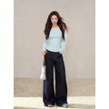 Wildberry Slanted Shoulder Knitted Slim Long Sleeves