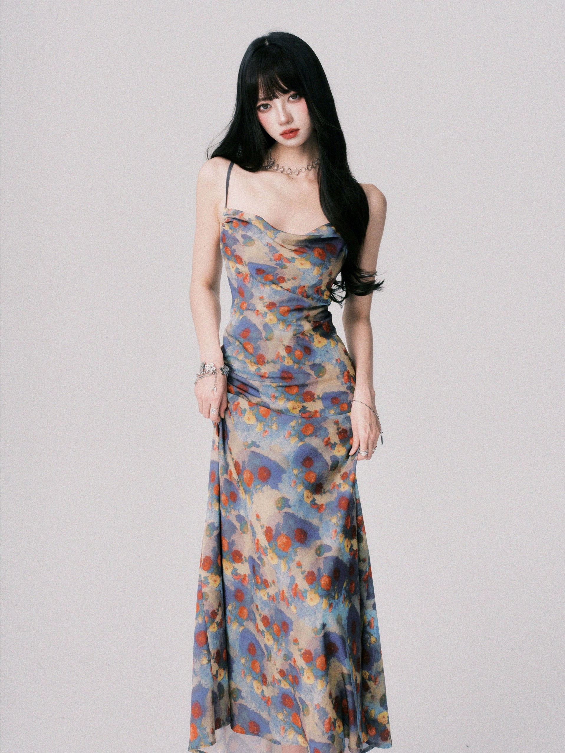 LULUSWINGS Smudge Print Swingneck Suspender Dress