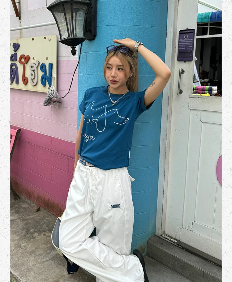 CCYE Stick Figure Front Shoulder Casual Tee