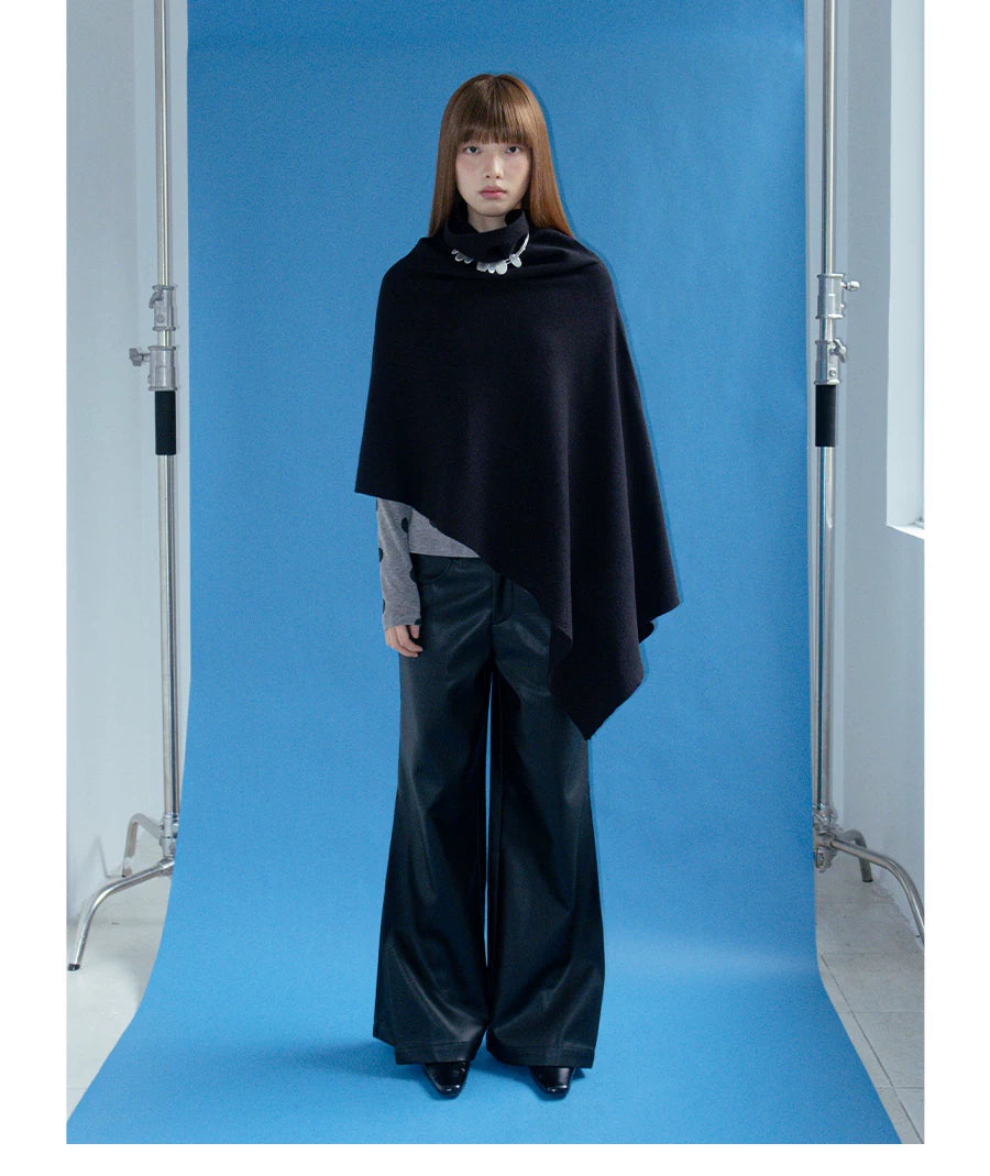 FUNKYFUN Heap Collar Knitted Shawl Jacket