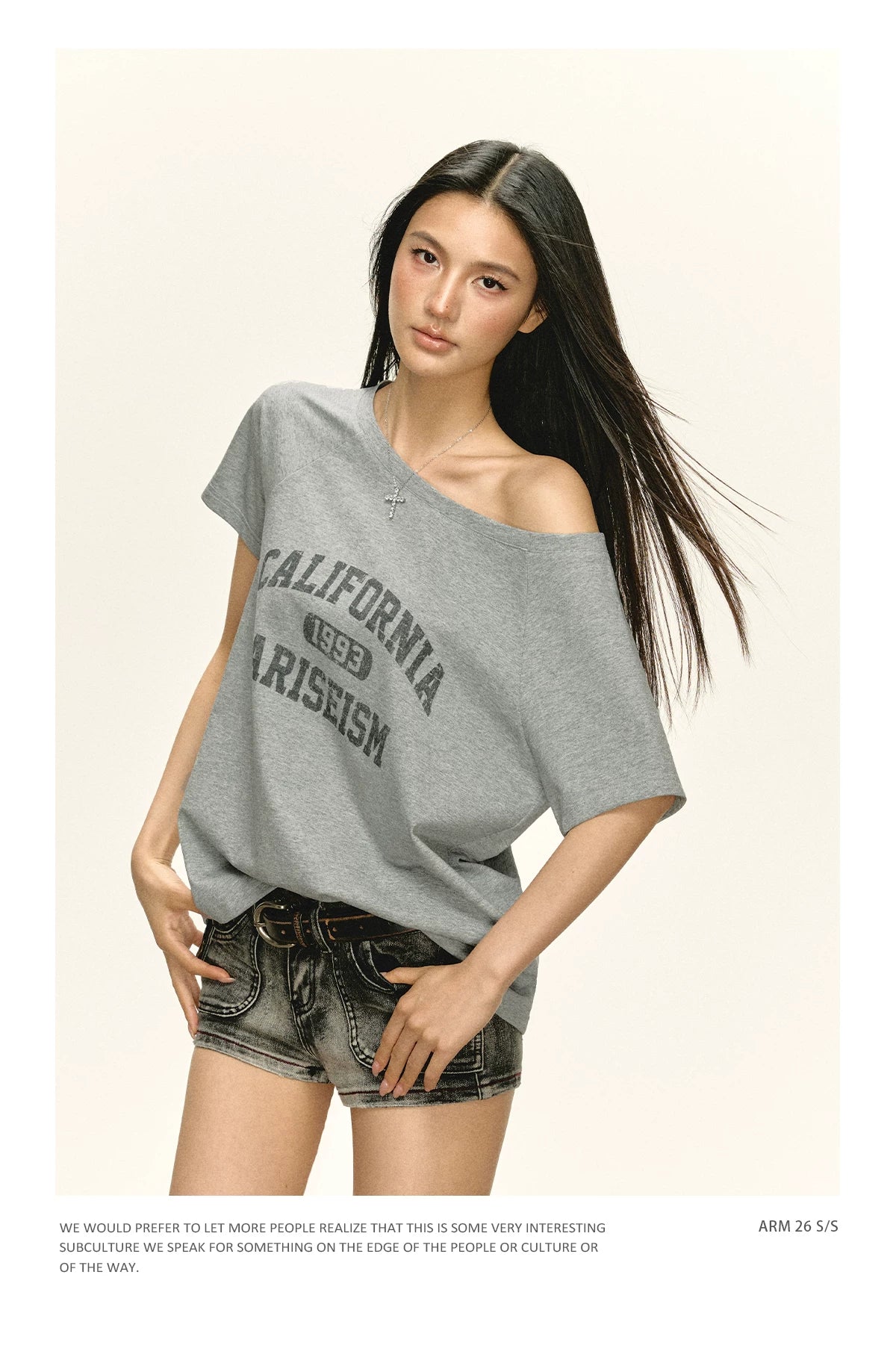Ariseism Casual Sloping Shoulder Versatile Tee