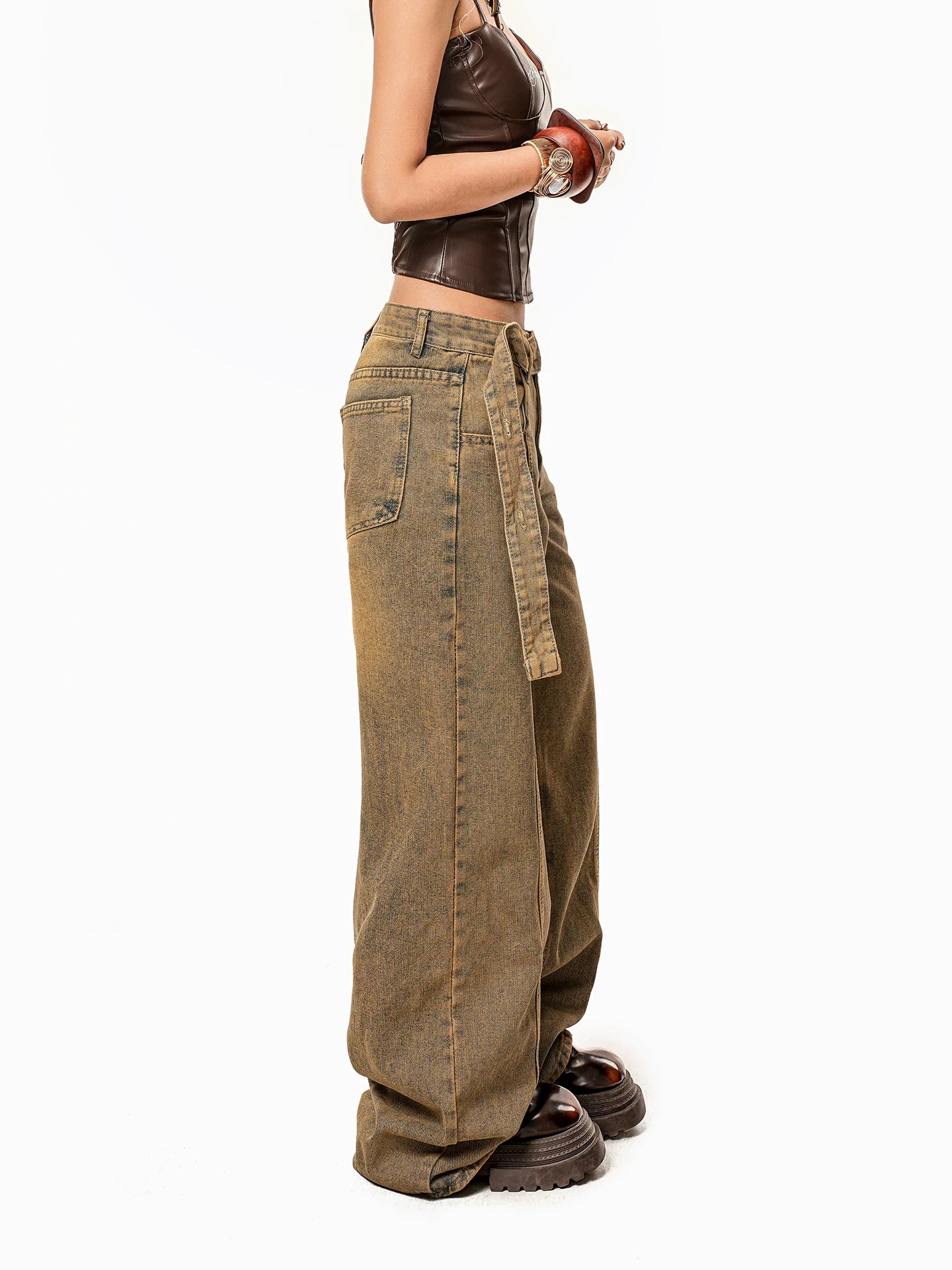 Arielink Vintage Tie-Dyed Dirty Straight Jeans