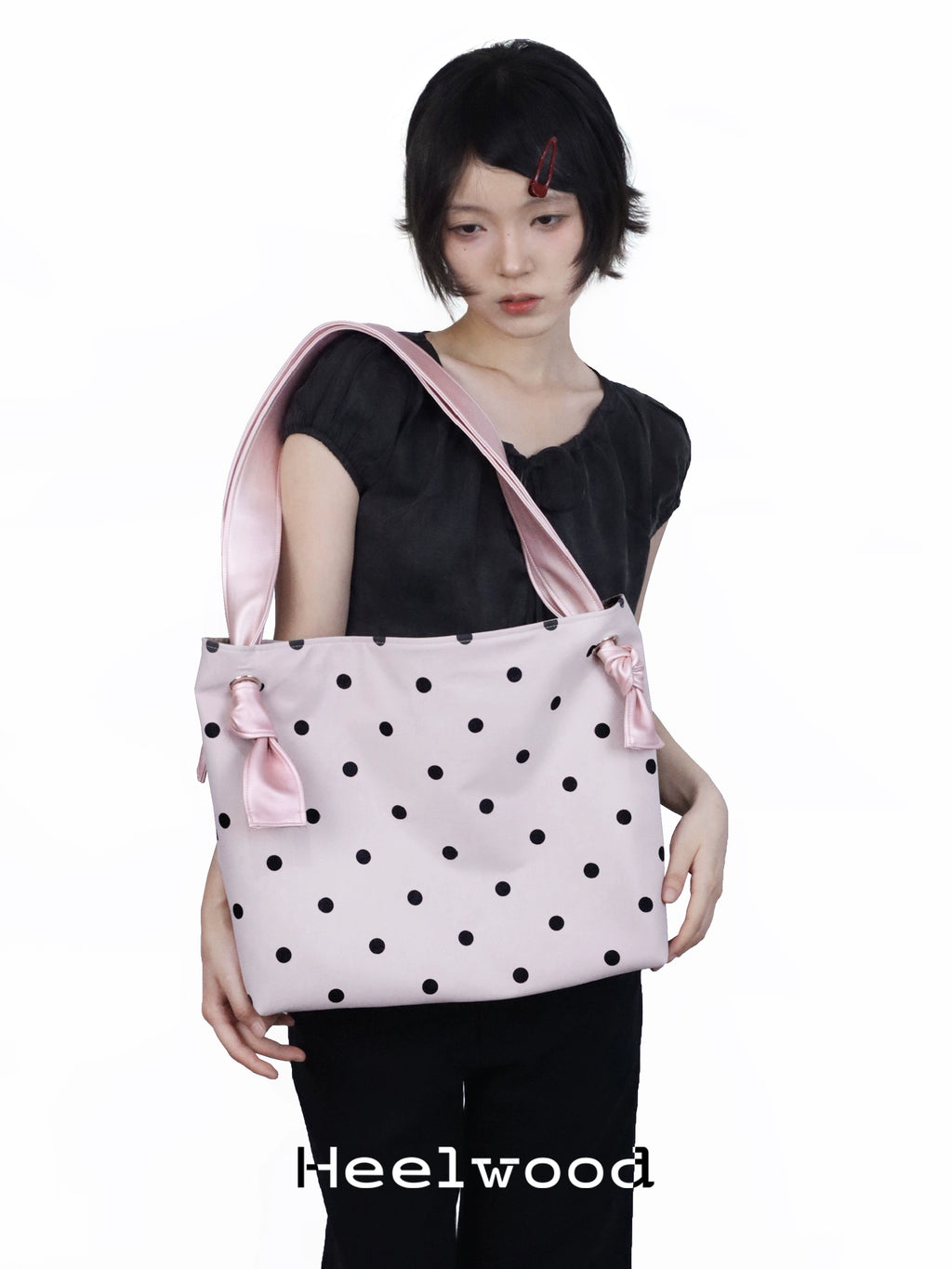 Heelwood Contrast Polka Dot Shoulder Tote Bag