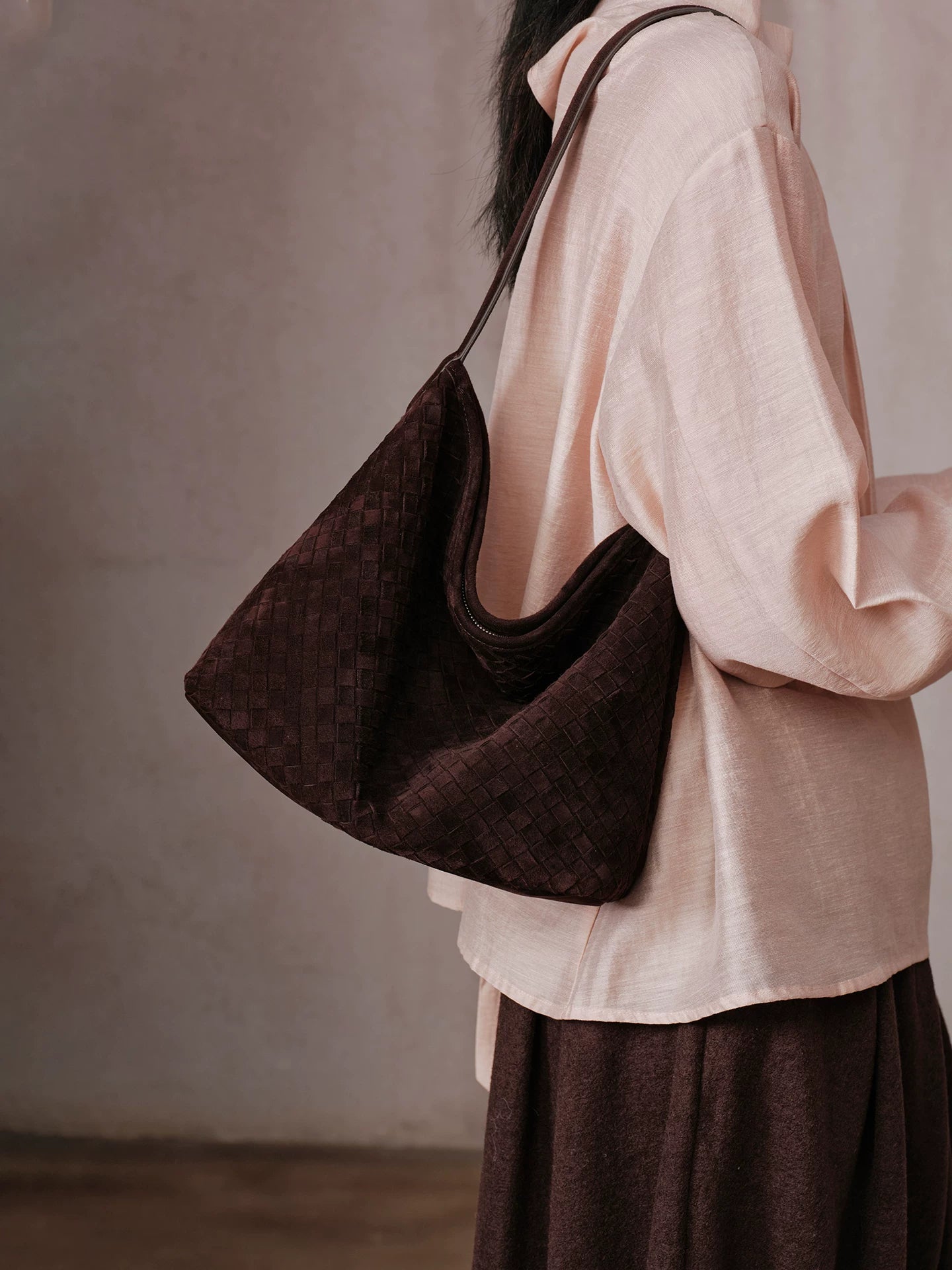 AVALEA Vintage Suede Woven Tote Bag