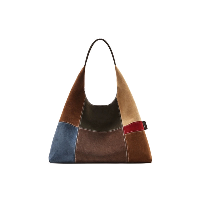 MUVA Color Matching Leather Large Capacity Shoulder Bag