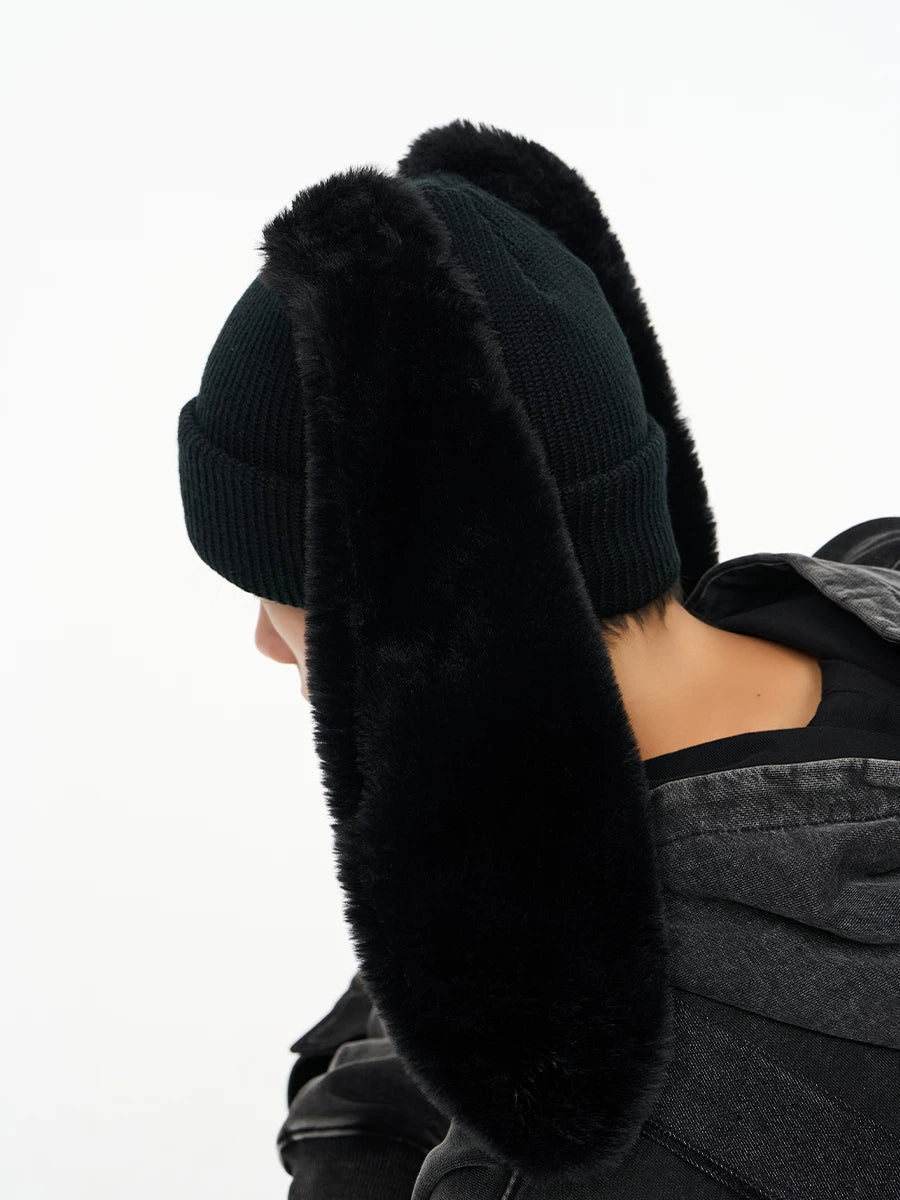 RELABEL Removable Rabbit Ear Hat Fun Thermal Hat