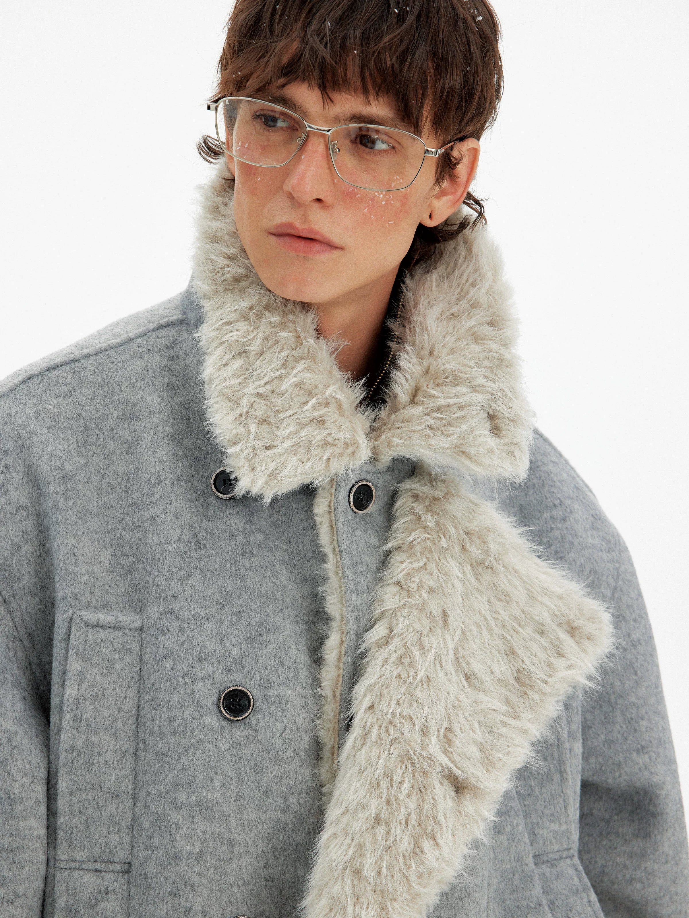 MADWITCH Vintage Premium Double-breasted Fur Collar Cotton Jacket