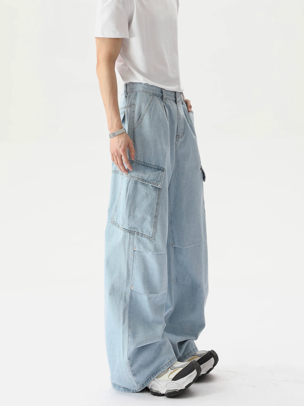 TURNTIDE Simple Retro Multi-pocket Camouflage Tooling Jeans