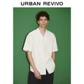URBAN REVIVO Textured Plaid Short-sleeved Open Shirt