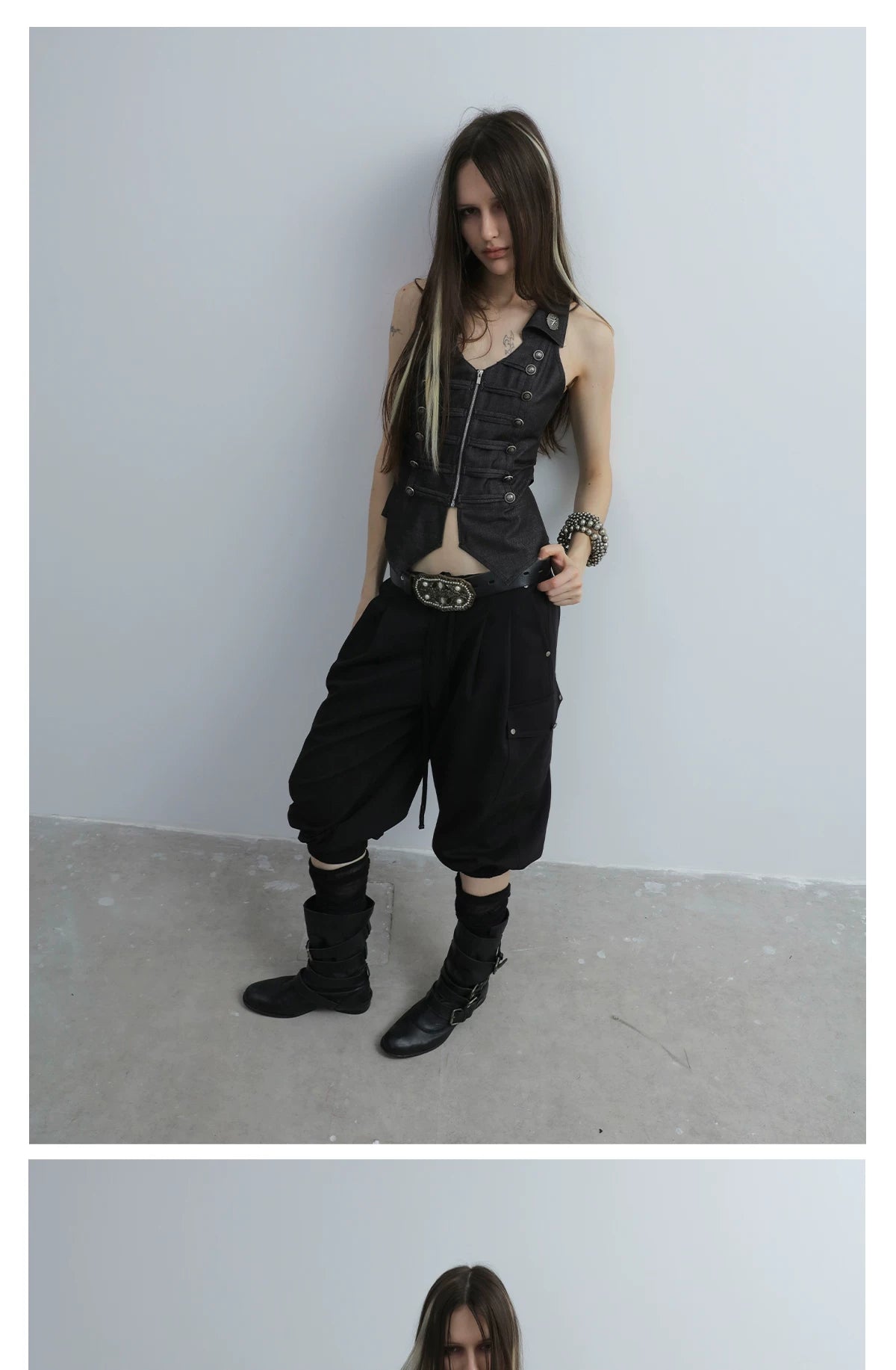 DoublePunch V-neck Double-breasted Slim-fit Waist Vest