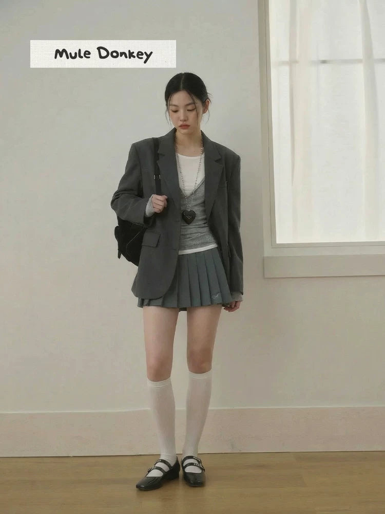 Donkey Thick Heel Square Head Dark Rivet Shoes