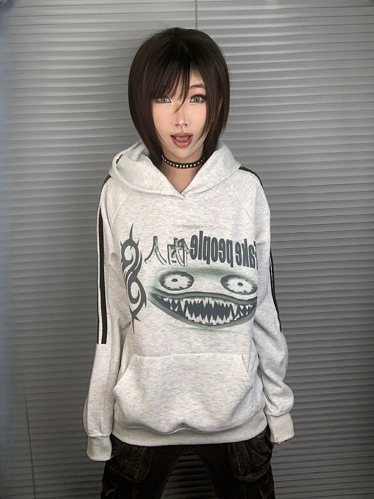 WEBBAR Pattern Print Hooded Sweater