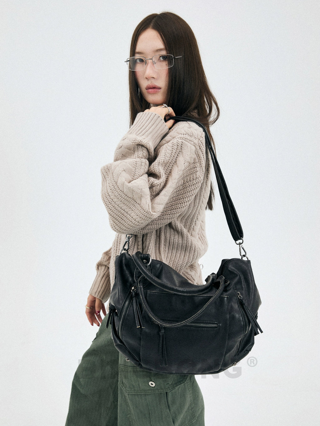 BINGBONG Retro Large Capacity Shoulder Messenger Bag