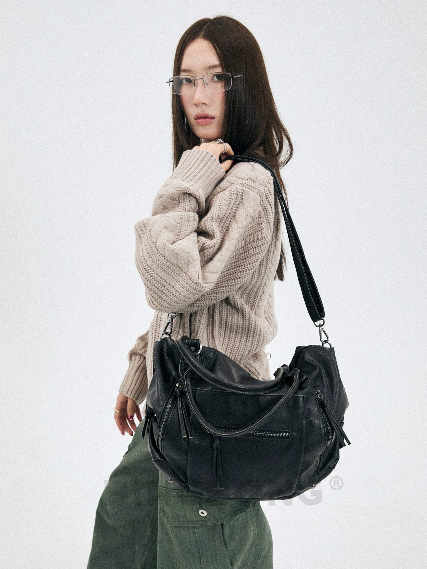 BINGBONG Retro Large Capacity Shoulder Messenger Bag