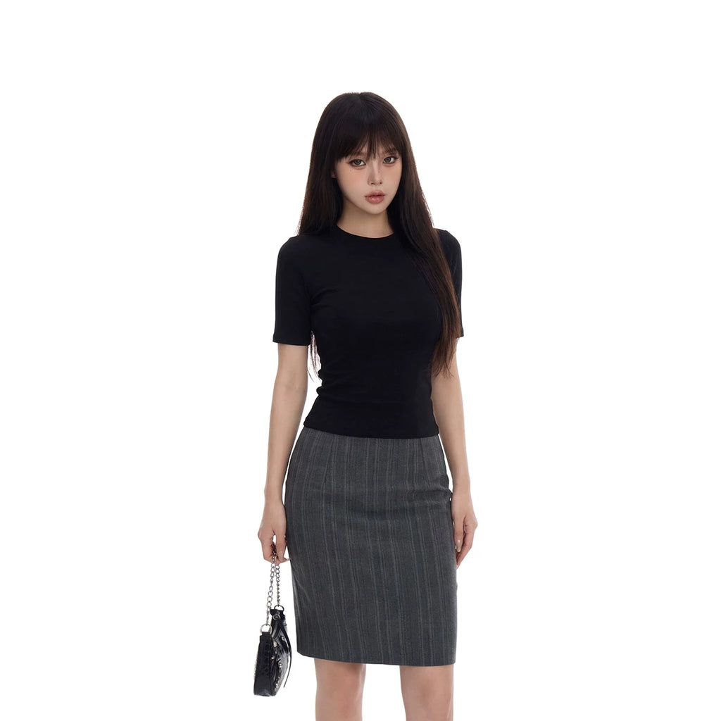 WITHMIN Front Shoulder Slim Fit Simple Versatile Tee