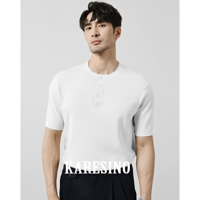 KARESINO Henry Collar Business Knitted Polo Shirt