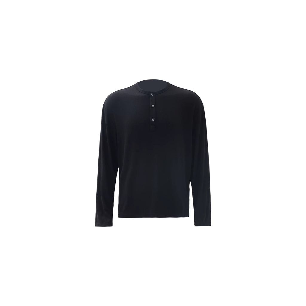 ZOZOFOREST Soft Waxy Light Henry Neck Long-sleeved Sweater