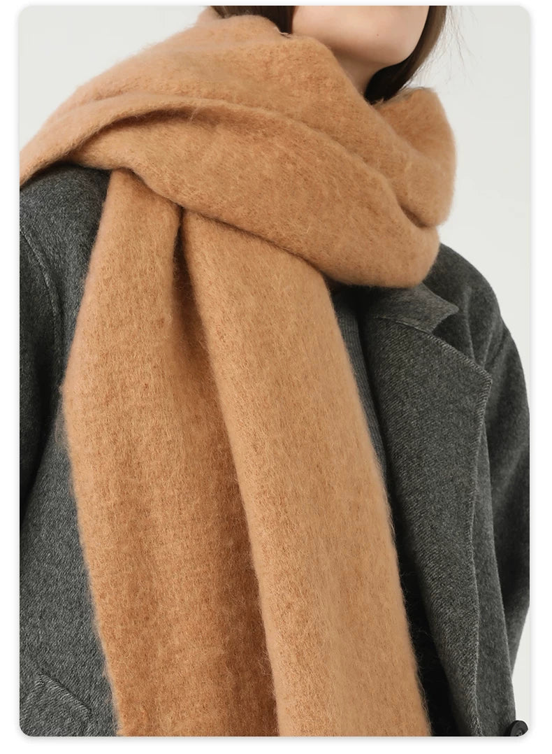 ZHENWEI Mohair Fringed Thick Big Scarf Shawl