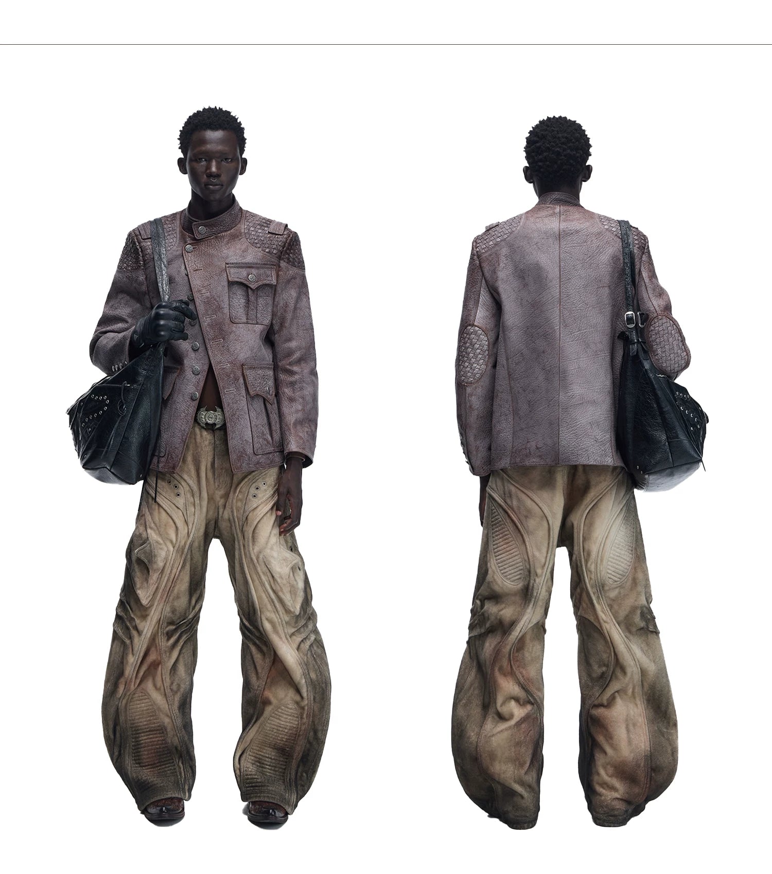 PERSONSOUL Suede Wipe Dirty Faded Jeans