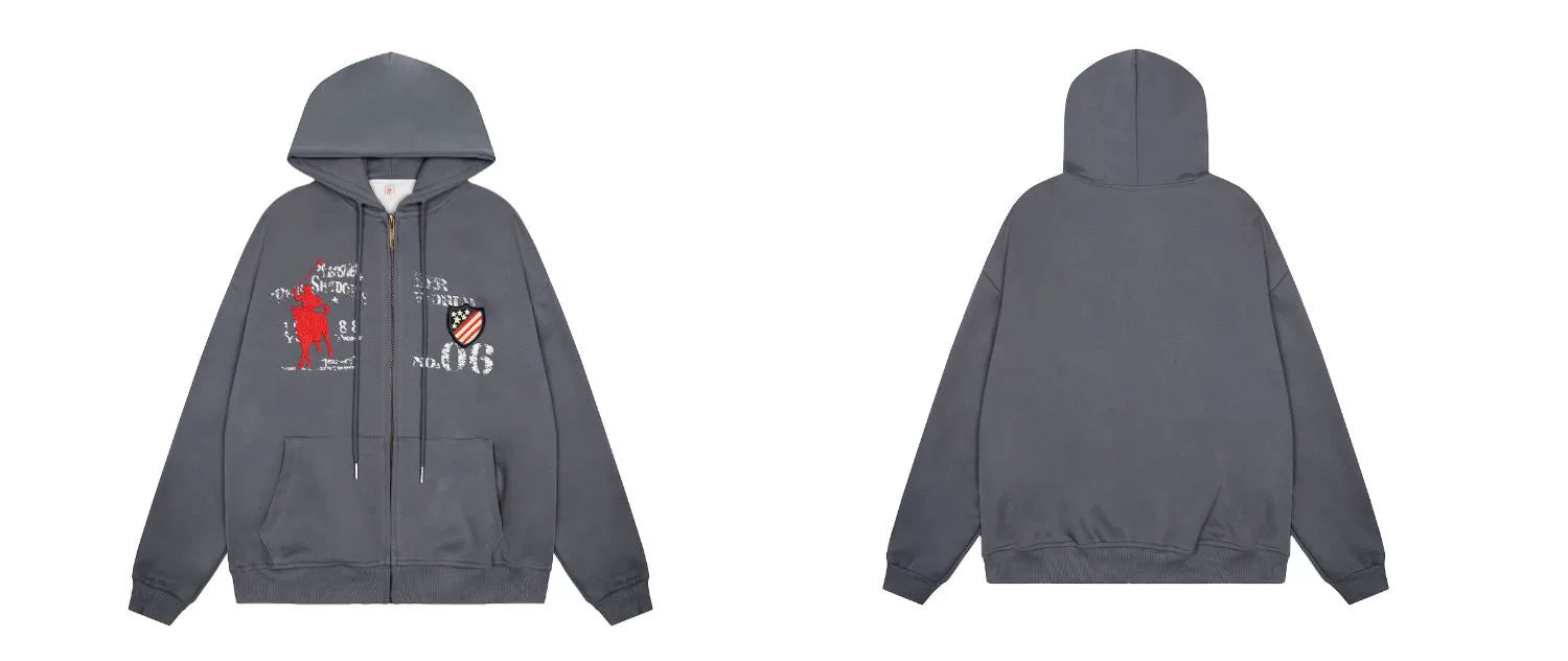 BLACKLISTS Vintage Alphabet Print Embroidered Sweater Jacket