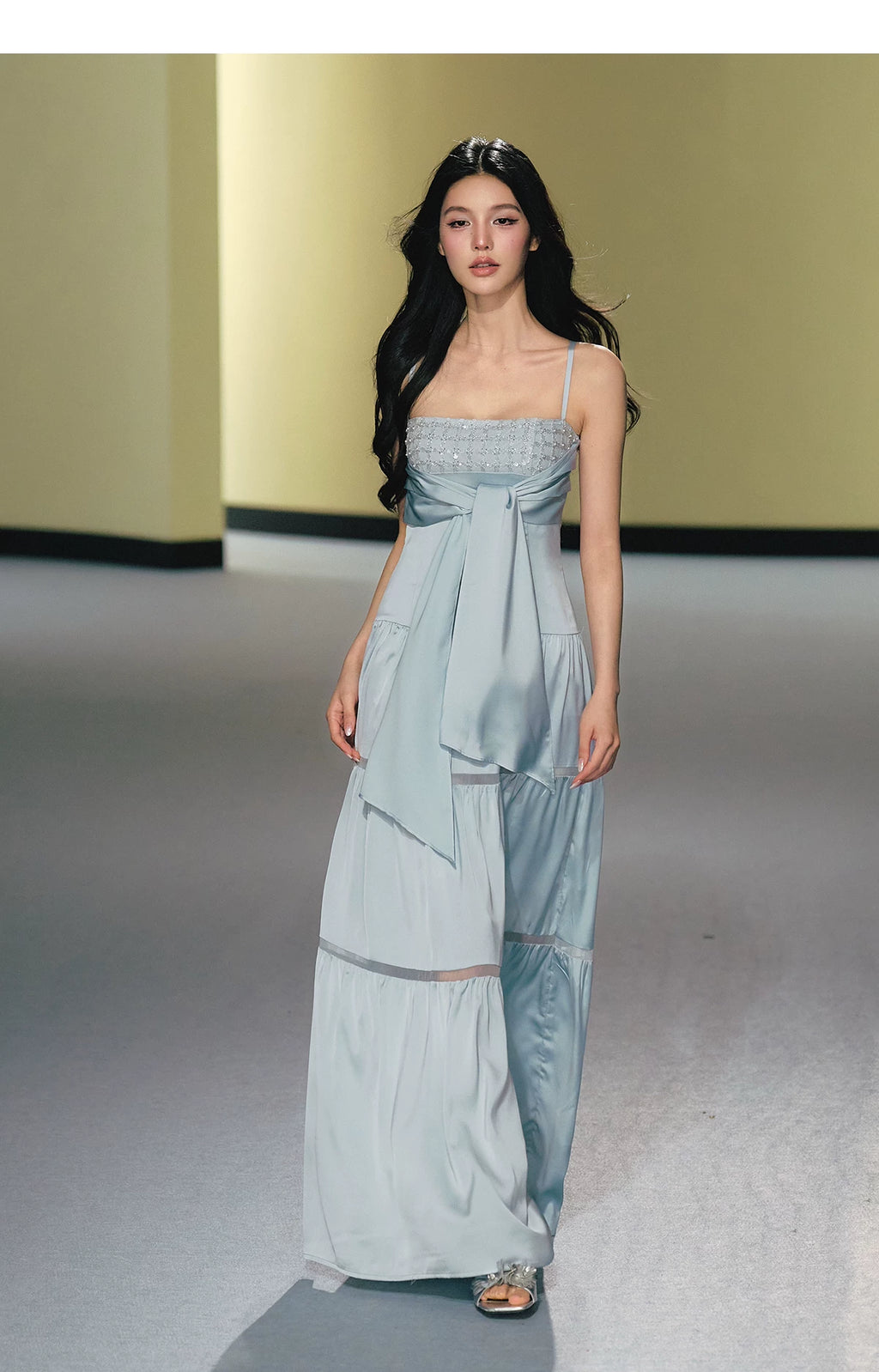 AGAM Hollow Splicing Bead Tube Top Dress