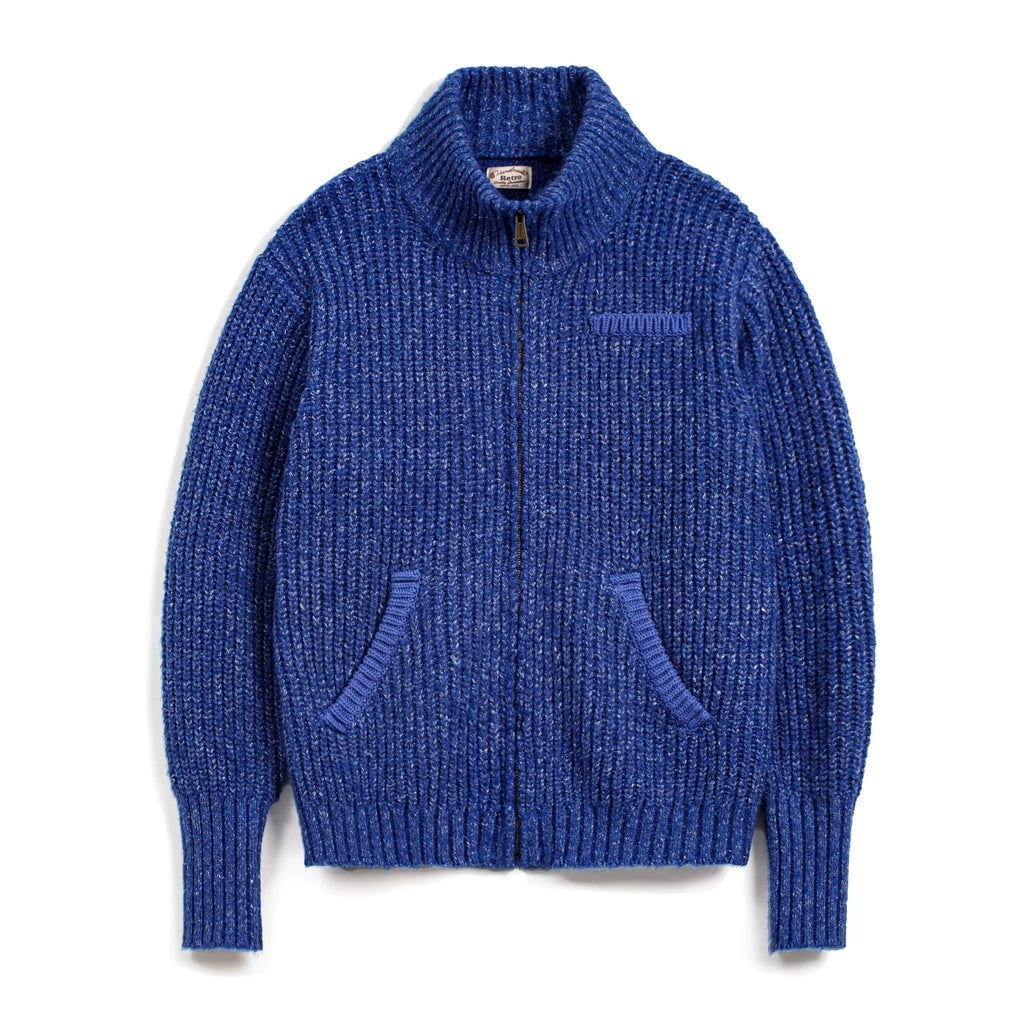 Maden Ice Blue Cardigan Thickened Sweater High Neck Warm Knitted Sweater