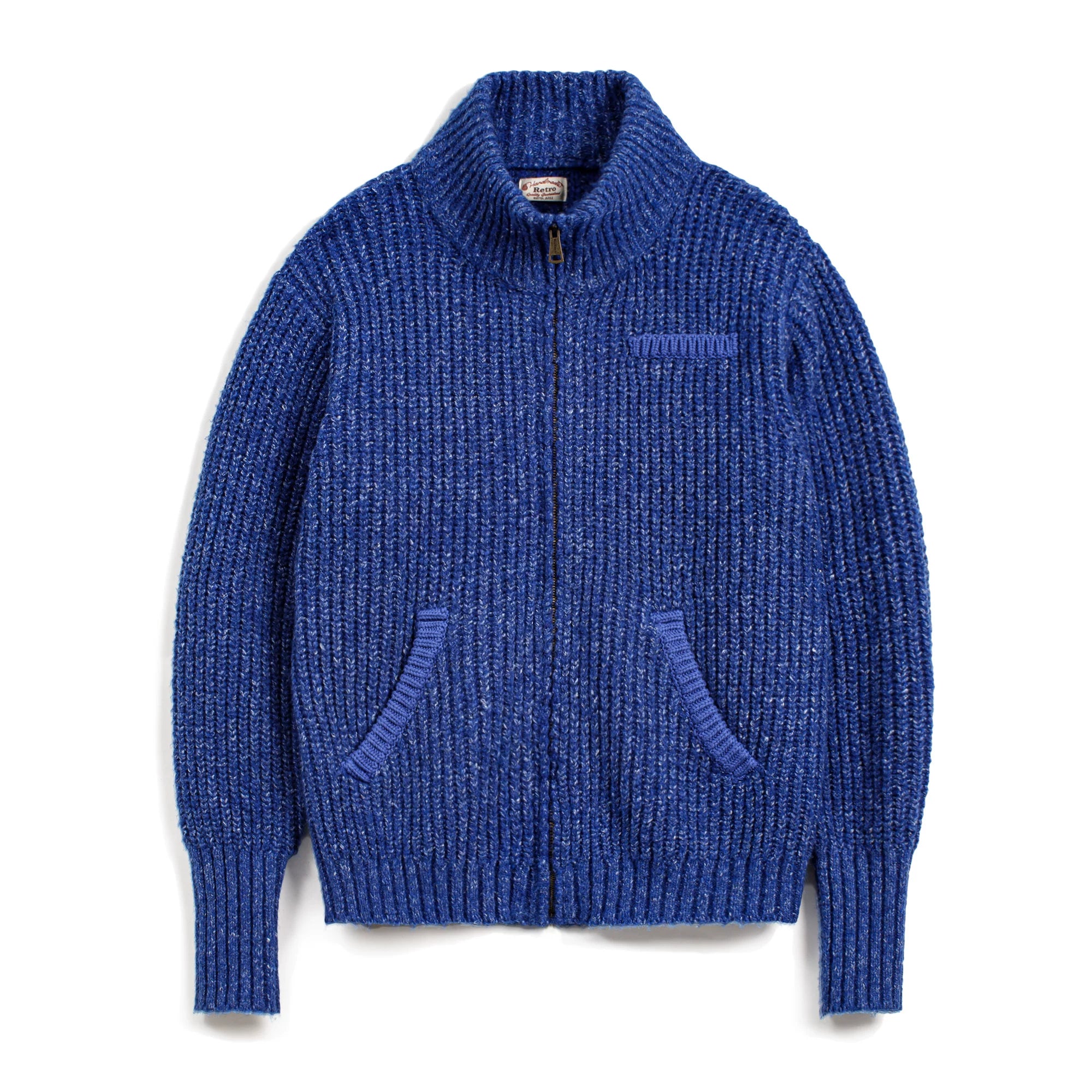 Maden Ice Blue Cardigan Thickened Sweater High Neck Warm Knitted Sweater