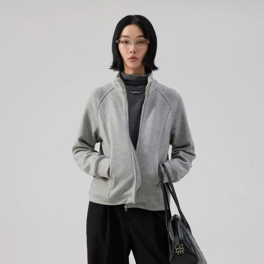 Sameuoo Stand-up Collar Short Sweater Jacket