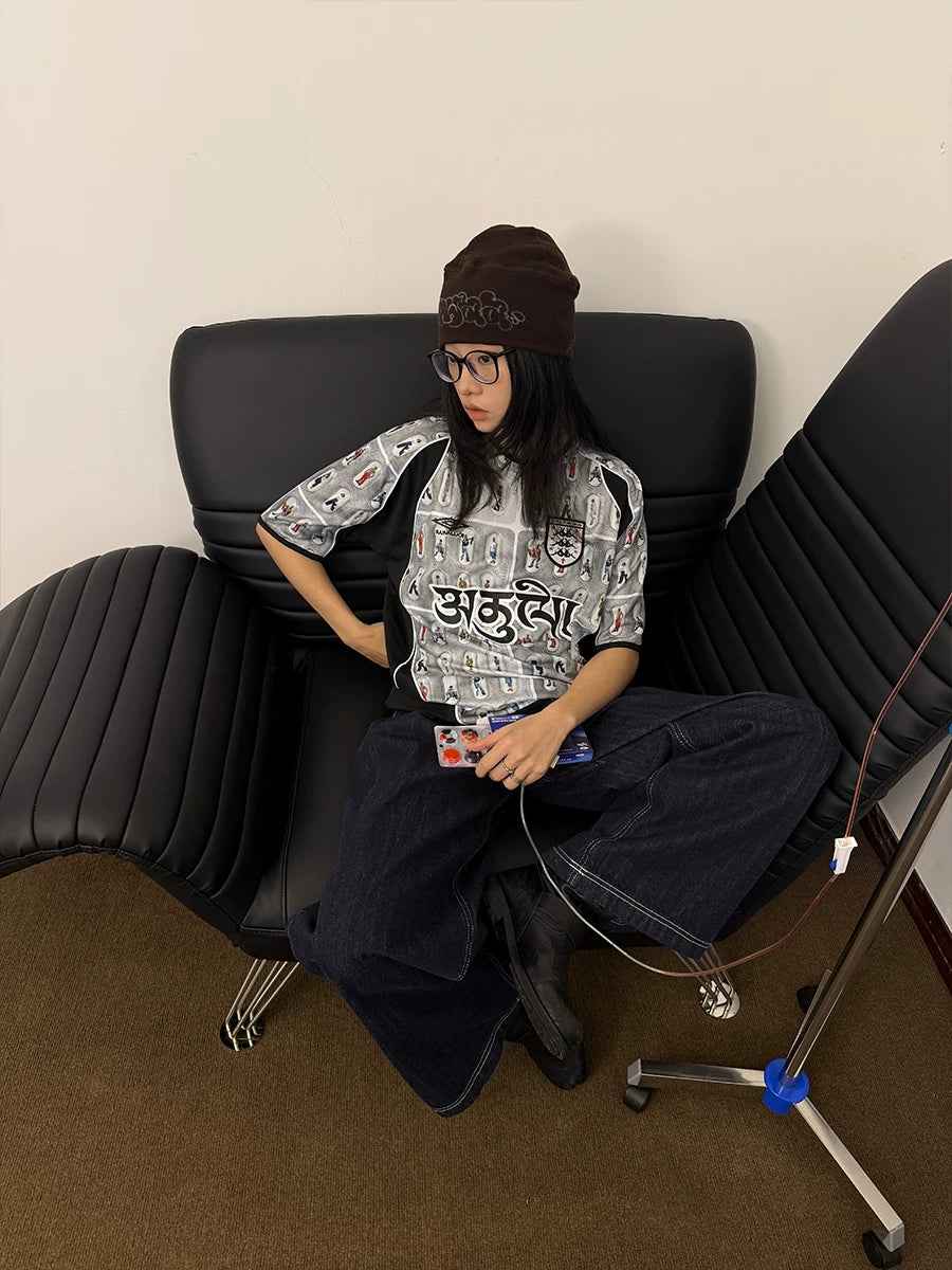 RAINMAKE Vintage Tablet Print Loose Tee