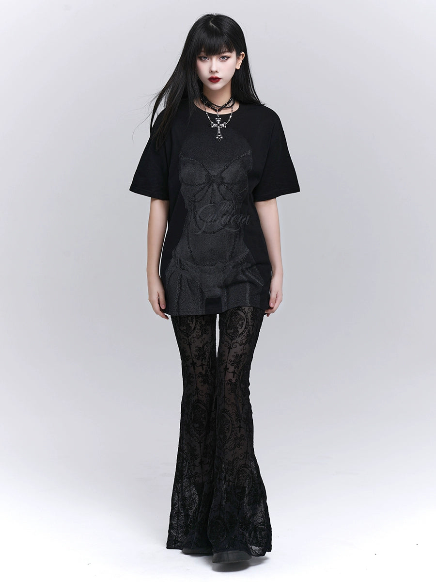LADYGHOST Versatile Lace Micro-flared Pants