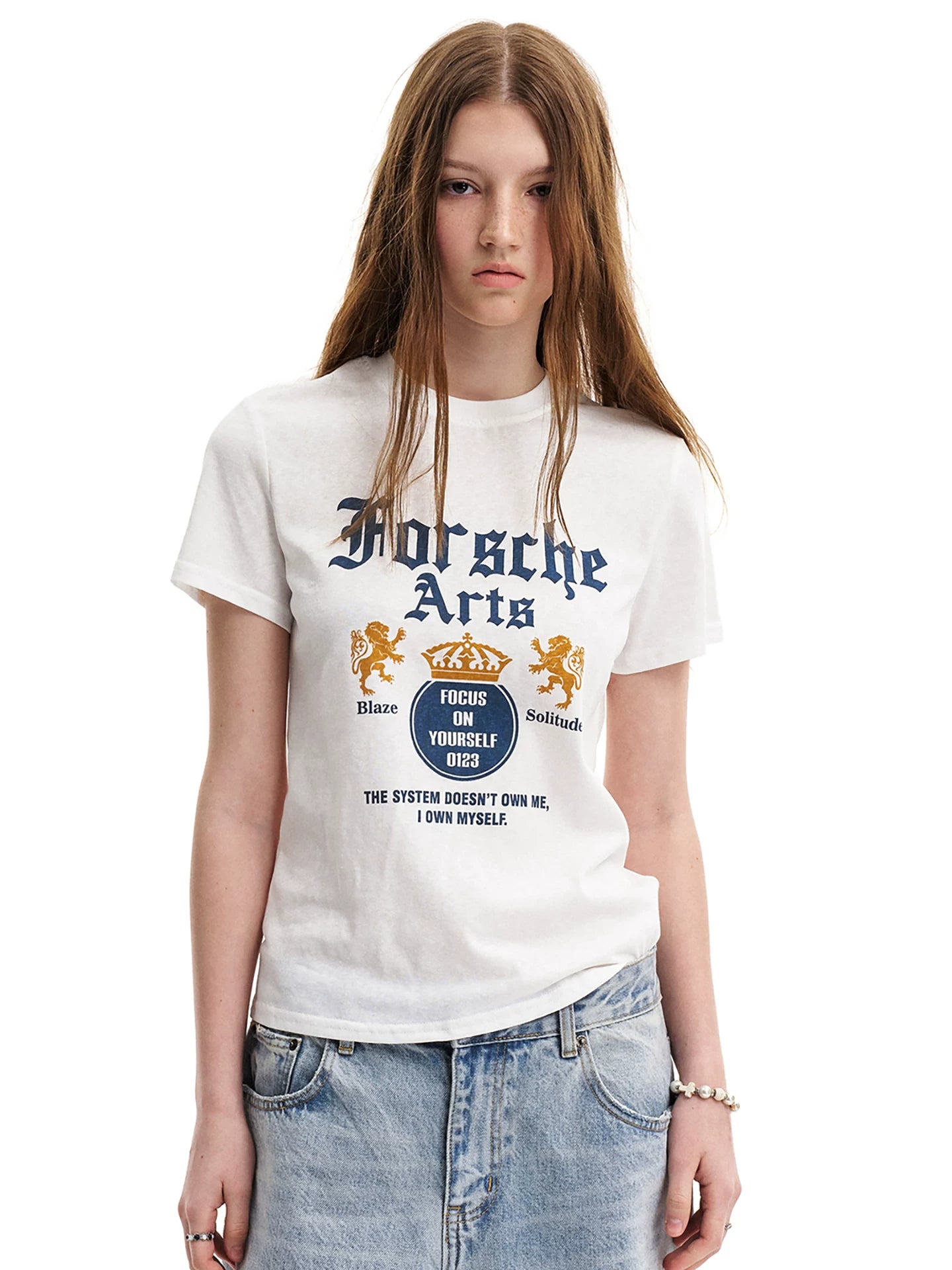 0123Start Retro Slim Round Neck Slim Tee