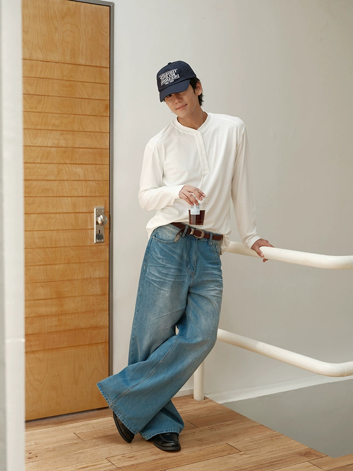 CARPEM Casual German Velvet Henry Collar Long Sleeve