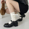 CHILIGIRL Retro One-word Buckle Strap Thick Heel Platform Shoes