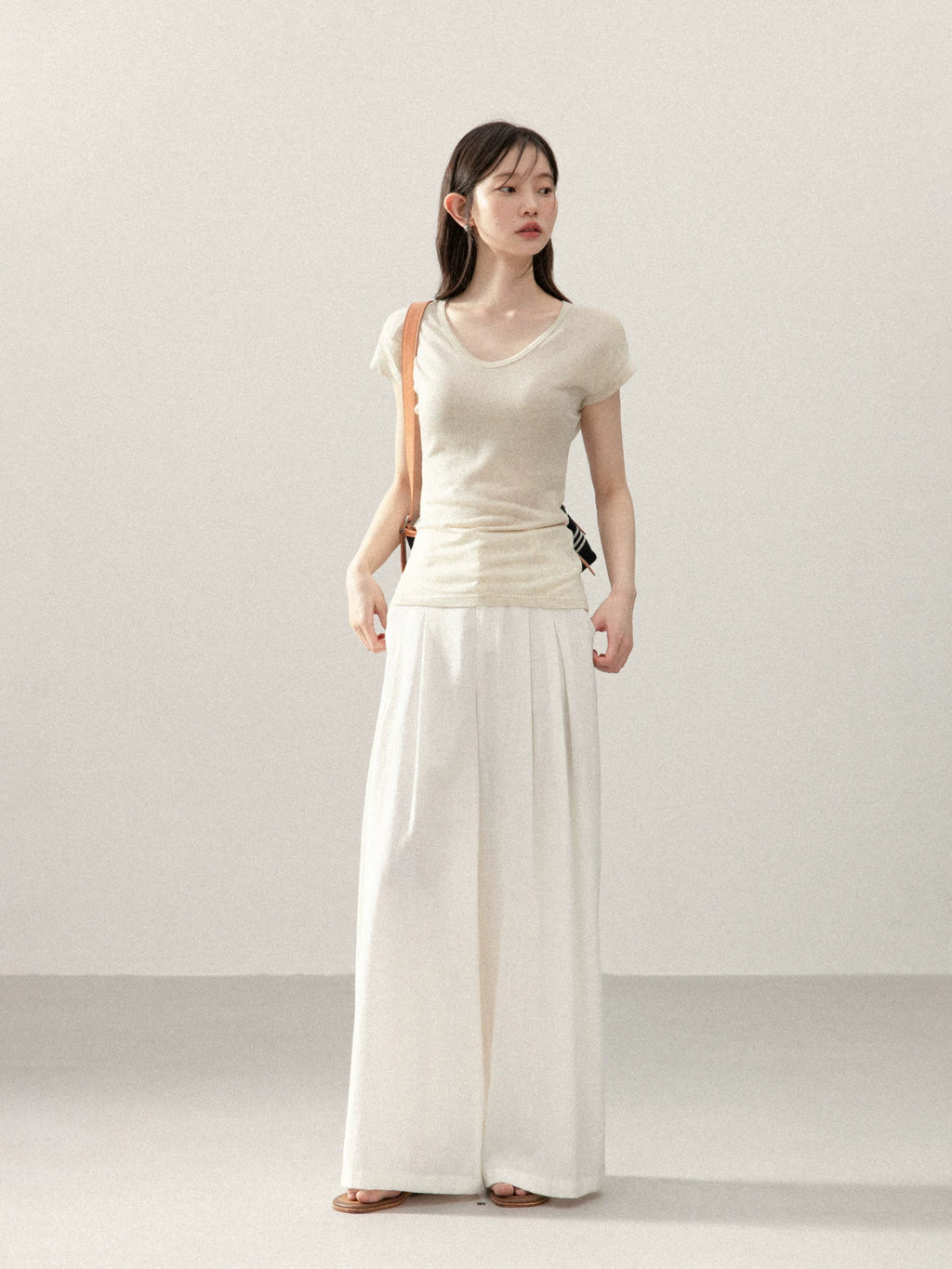 Cantonstory V Neck Shoulder Slim Breathable Tee