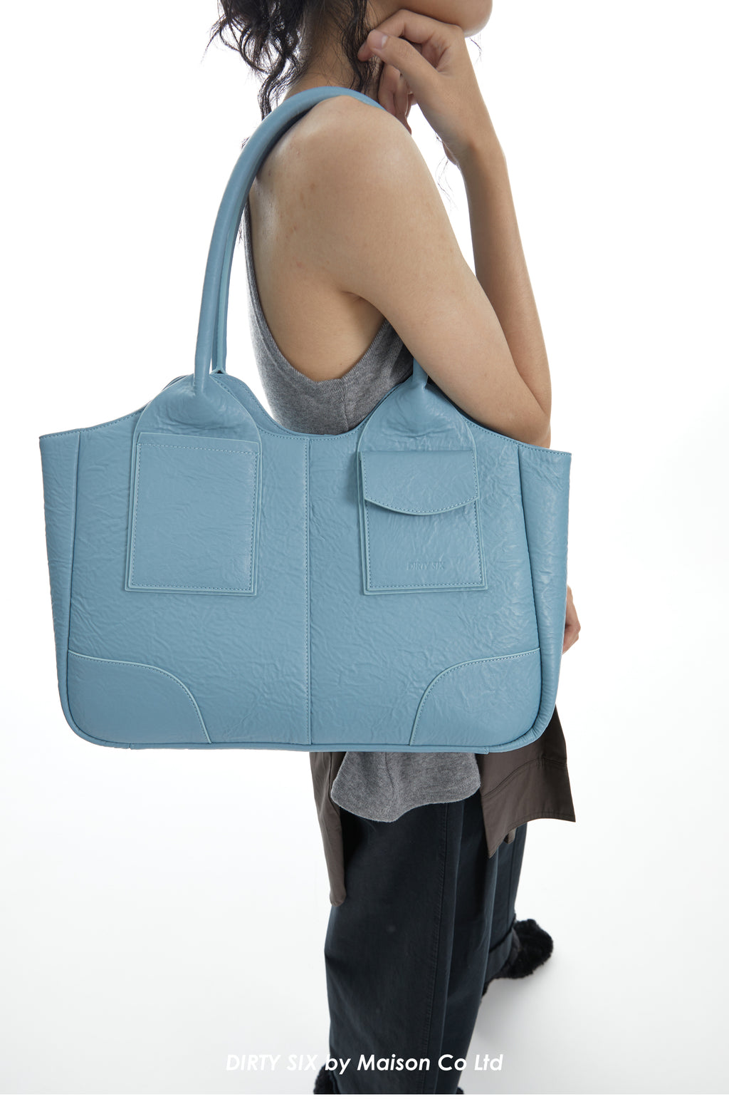 DirtySix Yuri Big Cow Split Leather Tote retro-patterned cowhide large-capacity Bag