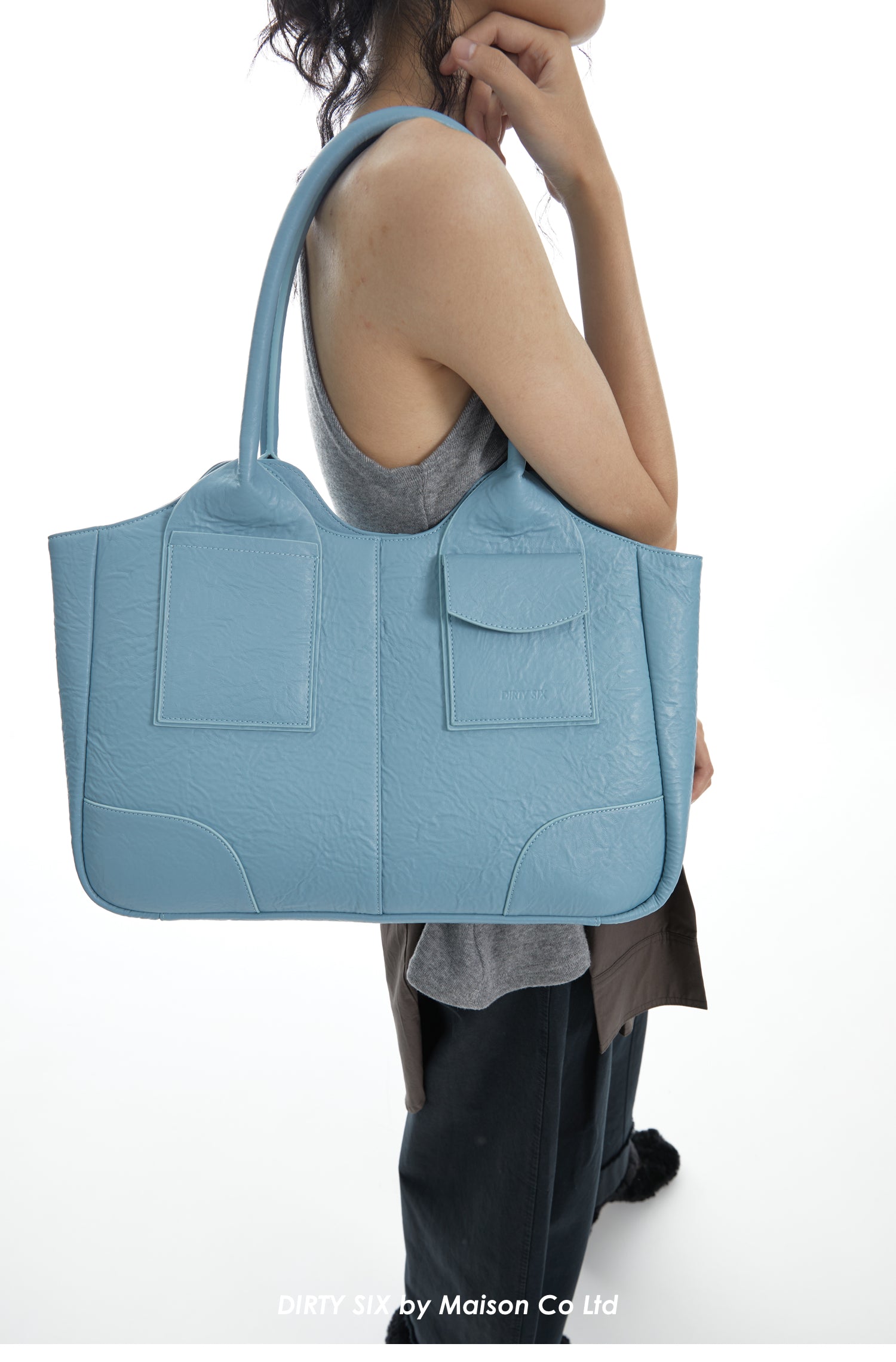 DirtySix Yuri Big Cow Split Leather Tote retro-patterned cowhide large-capacity Bag