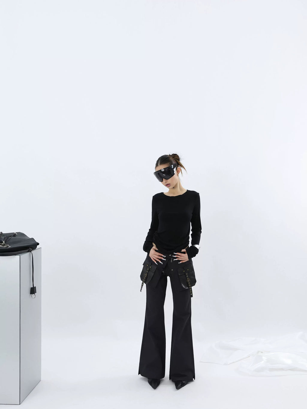 FUZZYKON Retro Three-dimensional Pocket Tooling Flared Pants