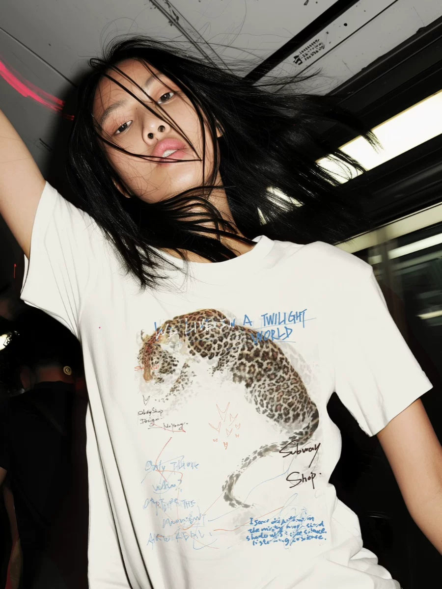 SUBWAYSHOP Leopard Print Casual Versatile Tee