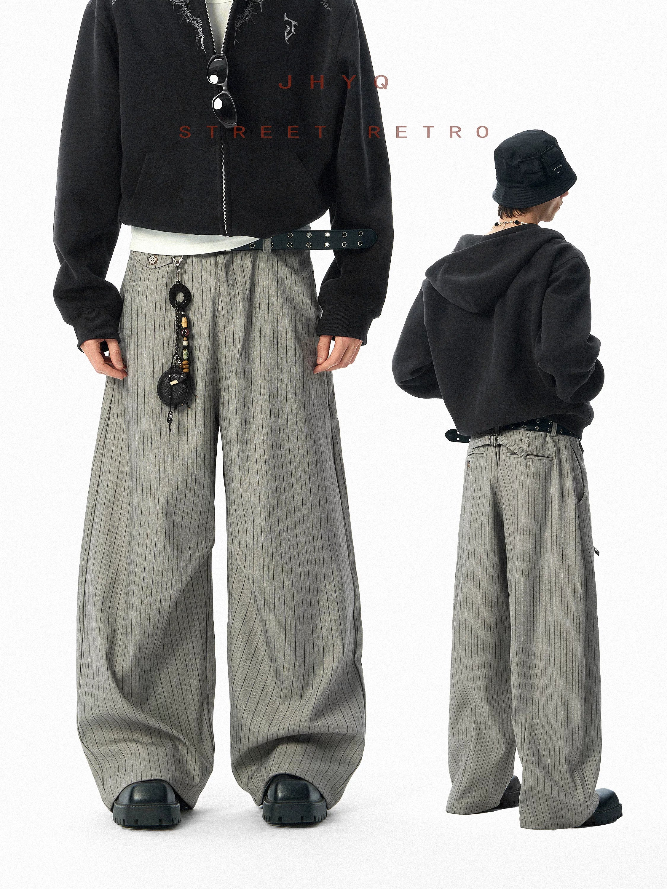 JHYQ Retro Striped Drape Lazy Trousers Trousers